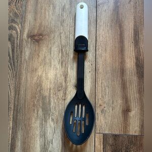 Vintage Ekco Nylon Black & White Slotted Serving Spoon Heat Resistant